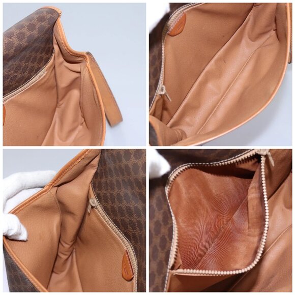 CELINE Macadam Canvas Shoulder Bag PVC Leather Brown Gold Auth BD871 - Picture 16 of 16